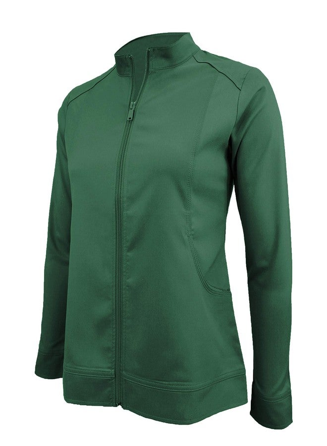 Natural Uniforms Women's Ultra Soft Stretch Zip Up Scrub Jacket (Hunter Green, X-Large) - Image 5
